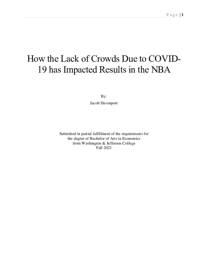 How the Lack of Crowds Due to COVID 19 has Impacted Results in the NBA miniatura