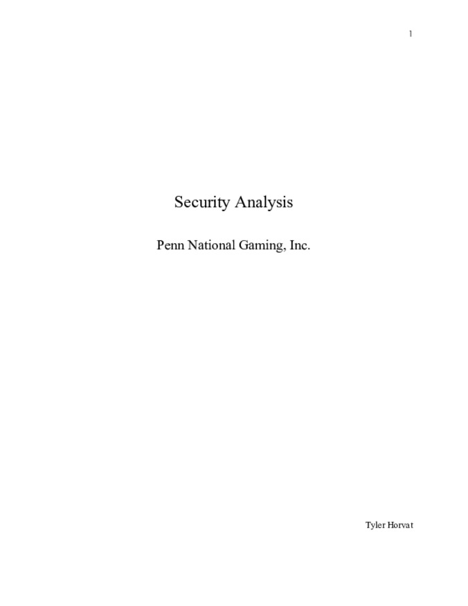 Penn National Gaming, Inc. Security Analysis Miniature