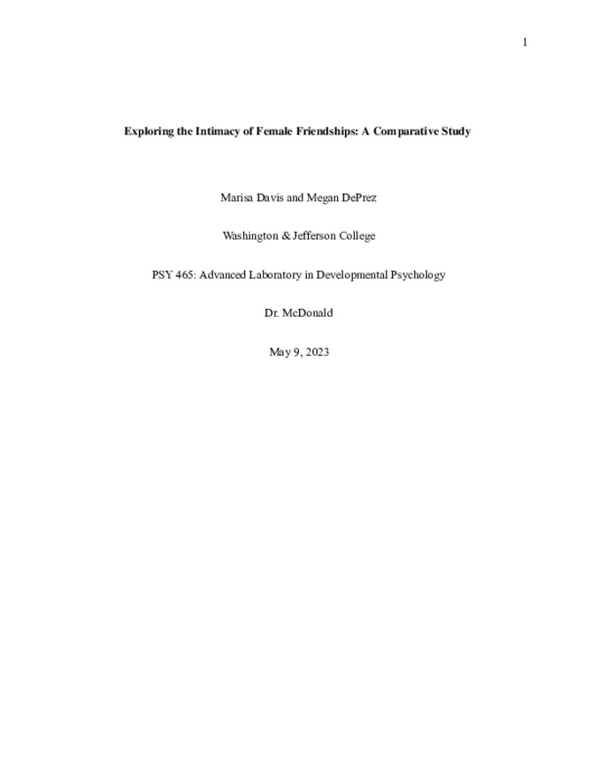 Exploring the Intimacy of Female Friendships: A Comparative Study Miniaturansicht